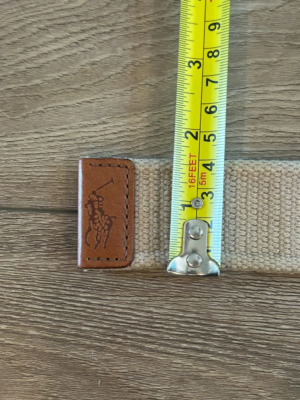 Polo Ralph Lauren Beige Canvas D-Ring Web Belt Leather Tip 53”
